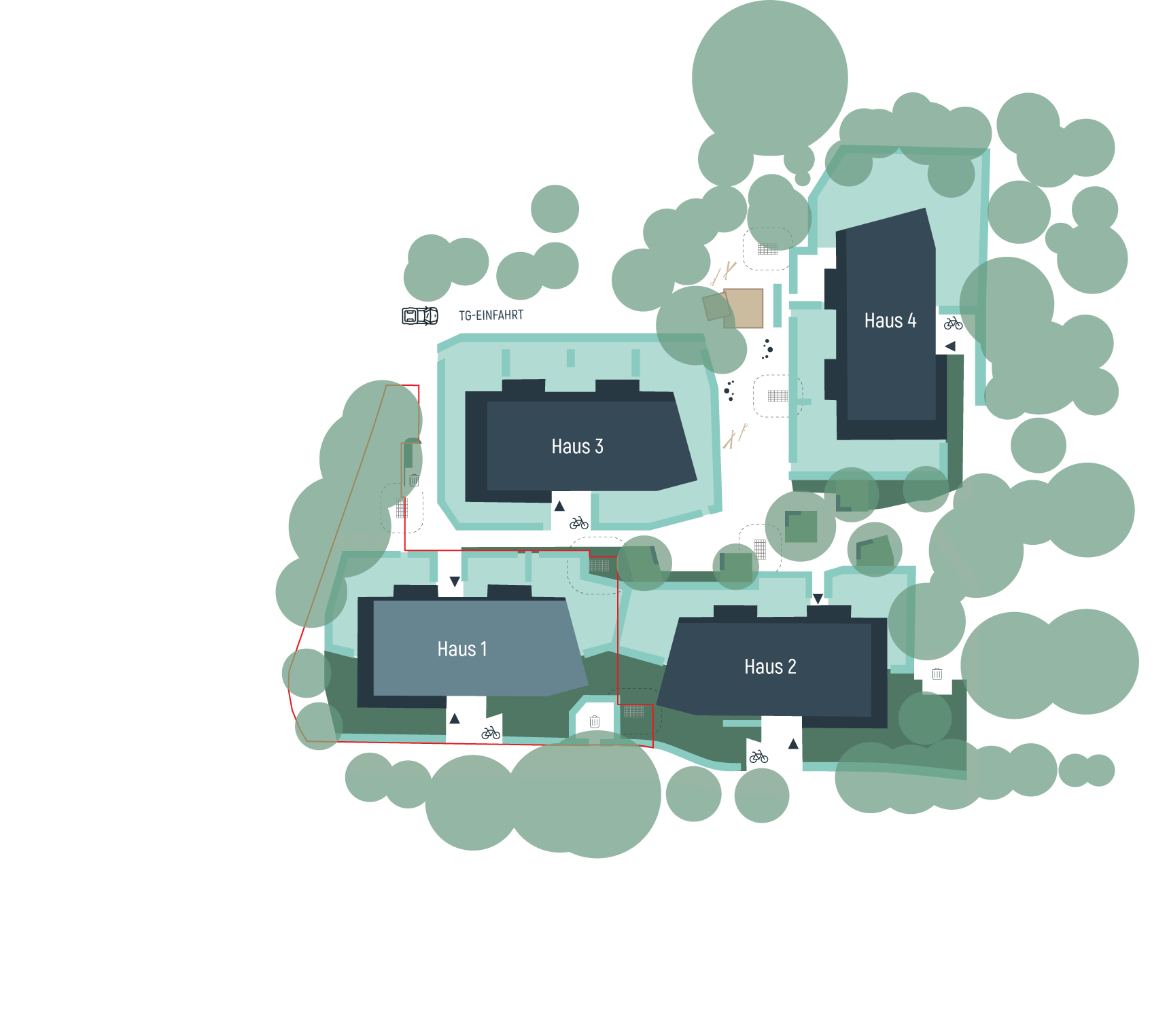 Quartiersplan von FRIEDRICHS VIER mit sämtlichen Gebäuden